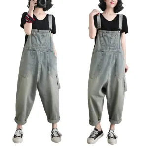 Washed Pockets Denim Jumpsuits