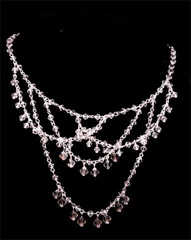 Wedding necklaces - delicate vintage silver crystal drapes - Candiece by Kezani