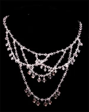 Wedding necklaces - delicate vintage silver crystal drapes - Candiece by Kezani