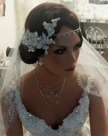 Wedding necklaces - delicate vintage silver crystal drapes - Candiece by Kezani