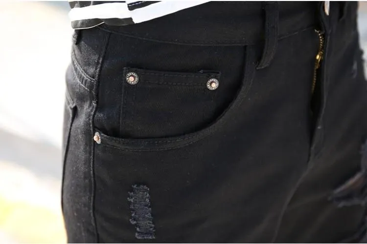 West Louis™ Knee Length Hole Jeans Shorts