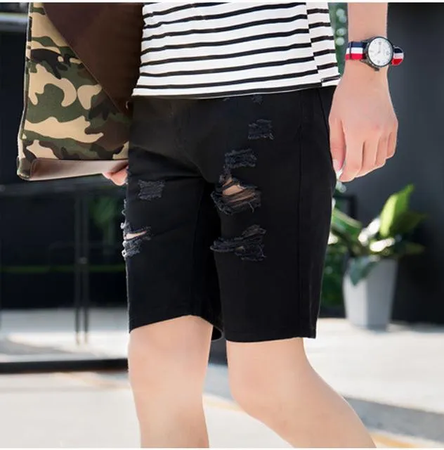 West Louis™ Knee Length Hole Jeans Shorts