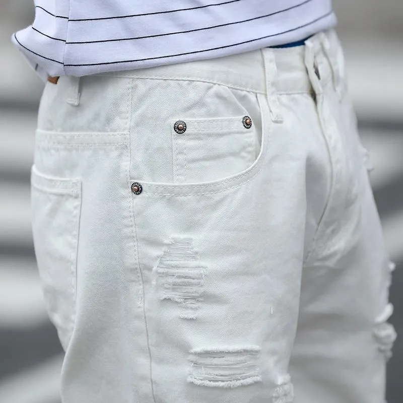 West Louis™ Knee Length Hole Jeans Shorts