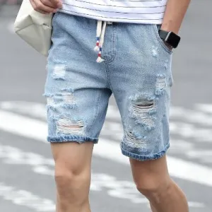 West Louis™ Knee Length Hole Jeans Shorts