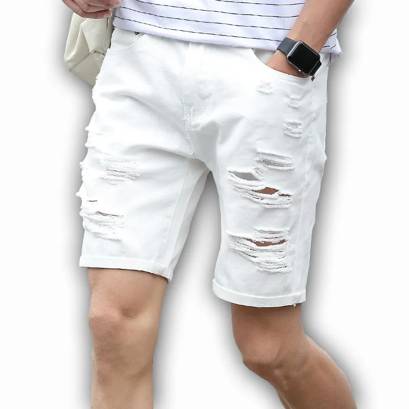 West Louis™ Knee Length Hole Jeans Shorts