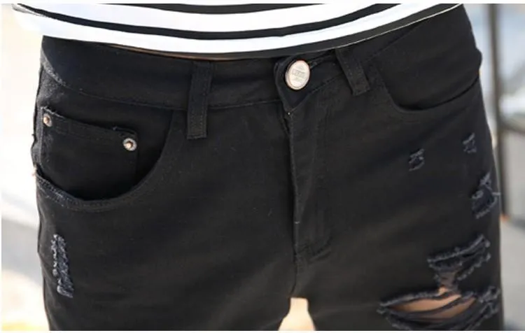 West Louis™ Knee Length Hole Jeans Shorts