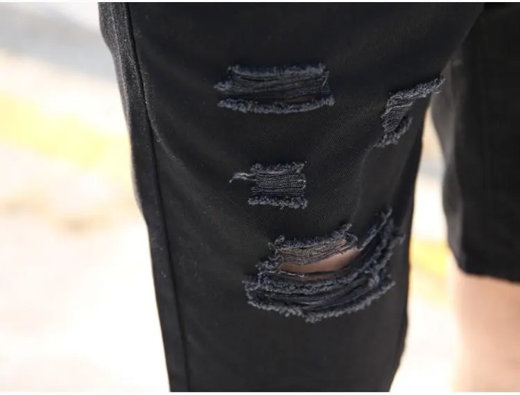 West Louis™ Knee Length Hole Jeans Shorts