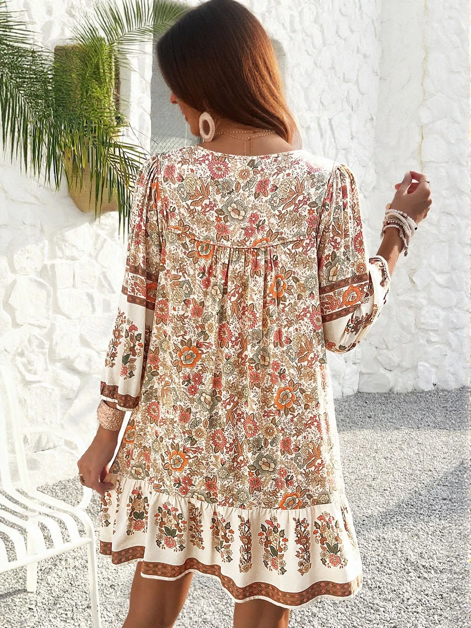 White  Boho Printed Mini Dress
