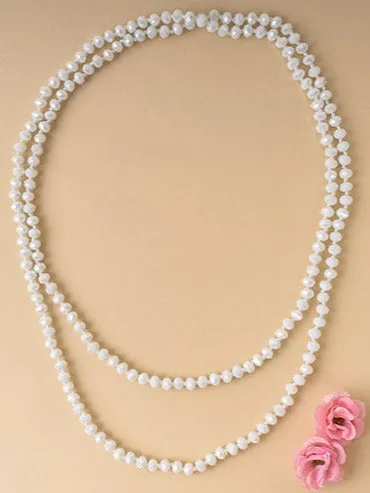 White Crystal 60" Layering Necklace