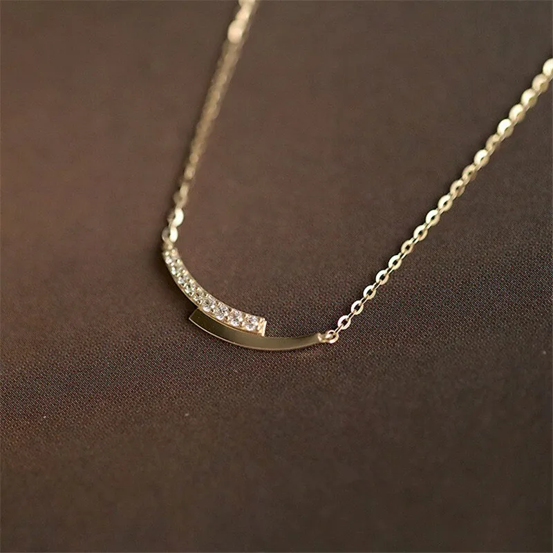 White Sapphire Pendant Necklace Gold Chain Women Jewelry