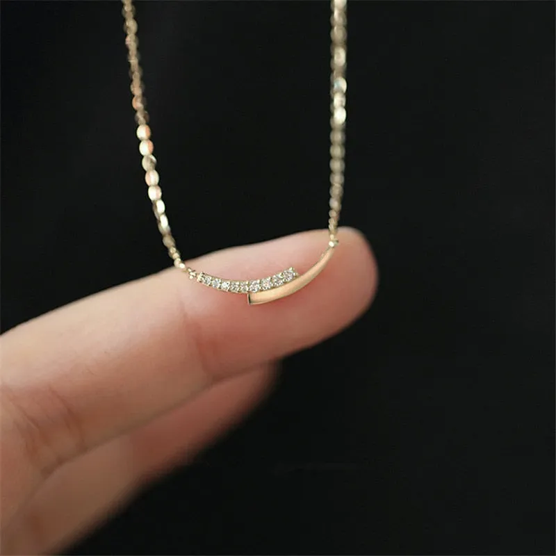 White Sapphire Pendant Necklace Gold Chain Women Jewelry