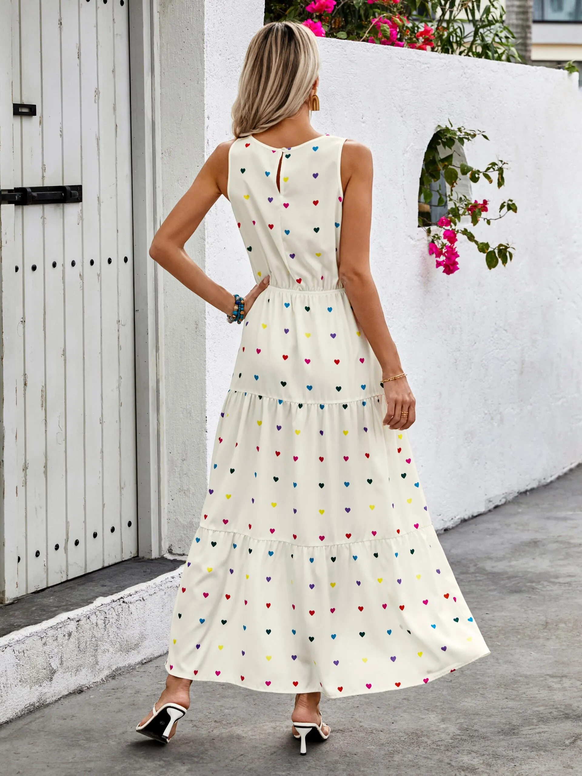 White Sleeveless Fit And Flare Dress
