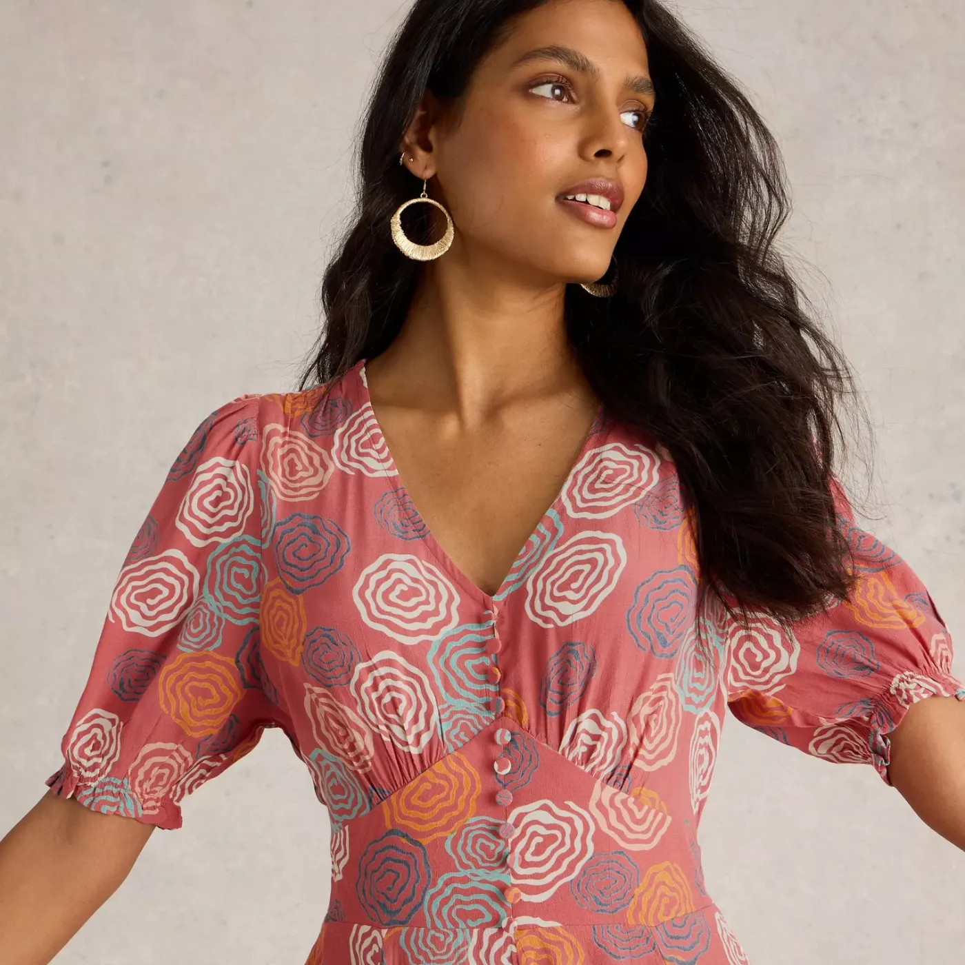 Whitestuff Hazel Bias Cut Dress | Pink Print