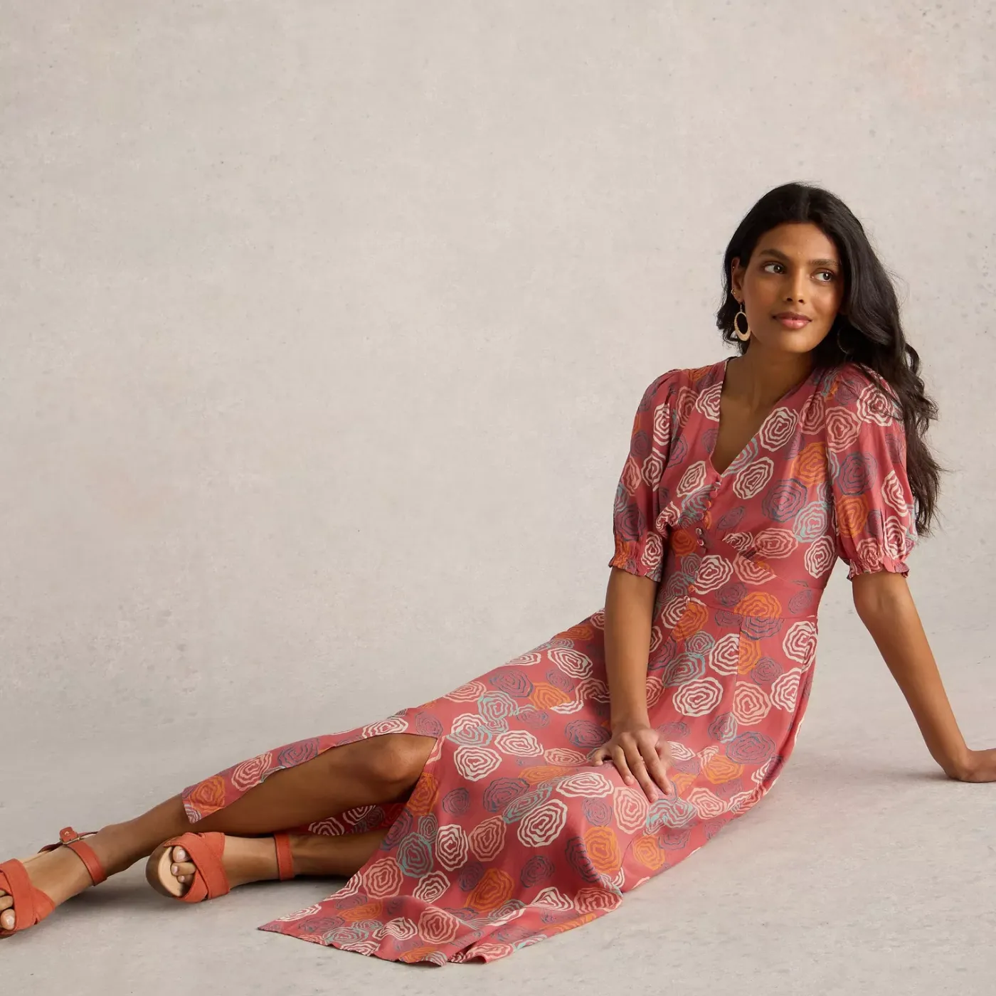 Whitestuff Hazel Bias Cut Dress | Pink Print