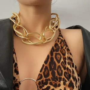 Wholesale gold aluminum thick chain item necklaces JDC-NE-KunJ030