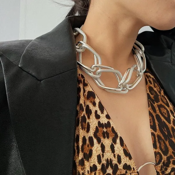 Wholesale gold aluminum thick chain item necklaces JDC-NE-KunJ030