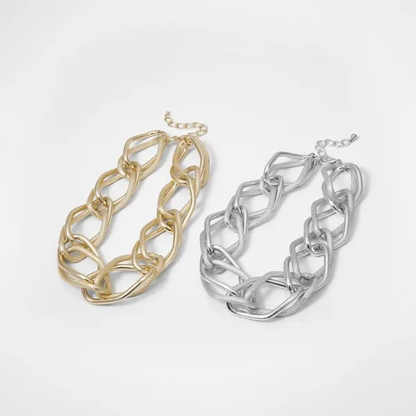 Wholesale gold aluminum thick chain item necklaces JDC-NE-KunJ030