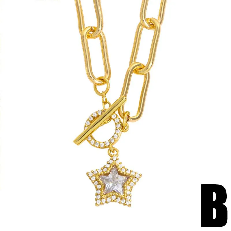 Wholesale gold copper pentagram love Necklaces JDC-NE-AS212