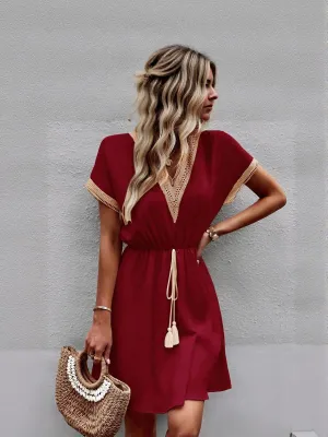 Wine Mini Boho Dress