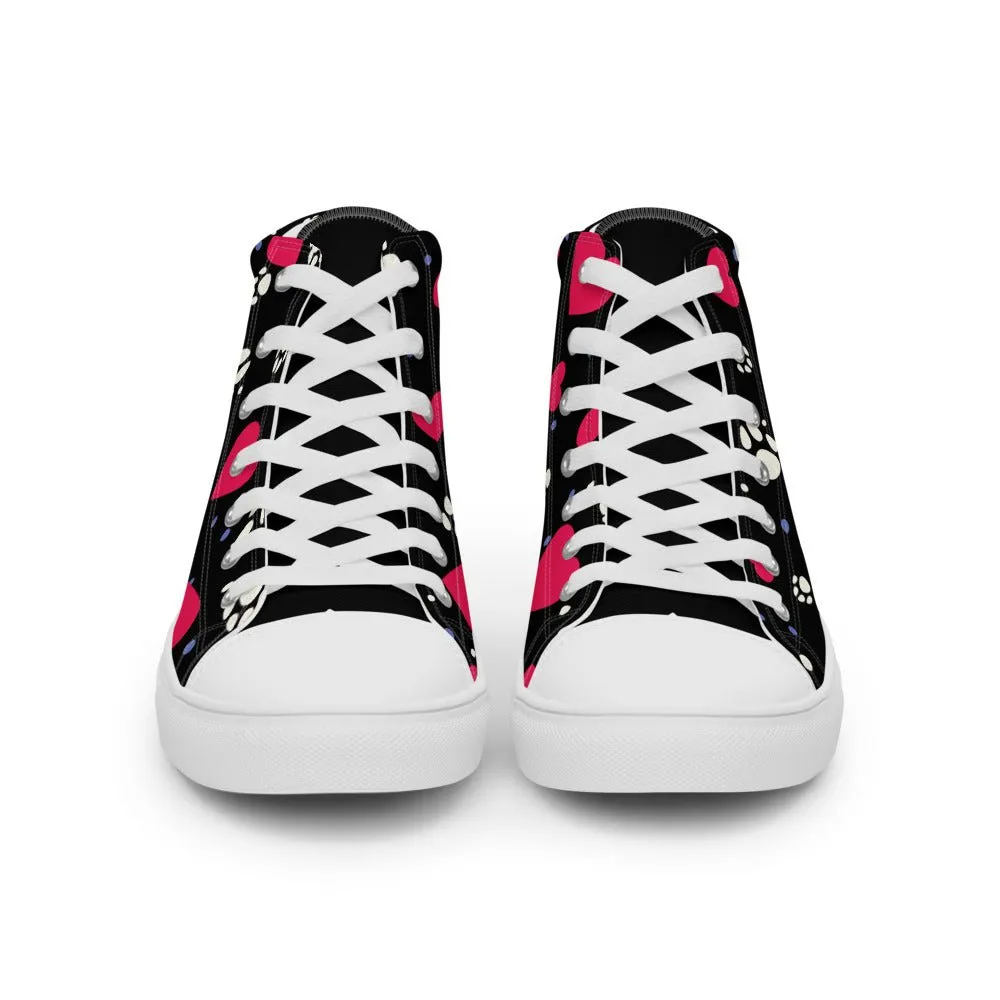 Women's Black Hearts and Paws Sneakers