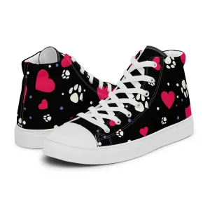 Women's Black Hearts and Paws Sneakers