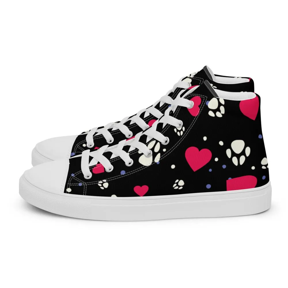 Women's Black Hearts and Paws Sneakers