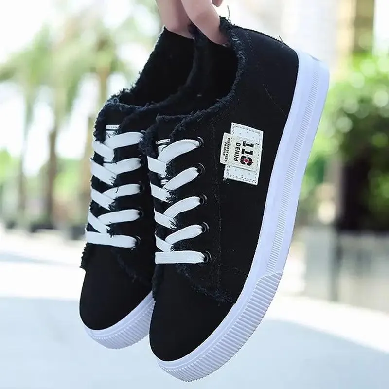 Women's Blue Canvas Sneakers Breathable Classic Summer Denim Stylish Fashion Women Sneakers