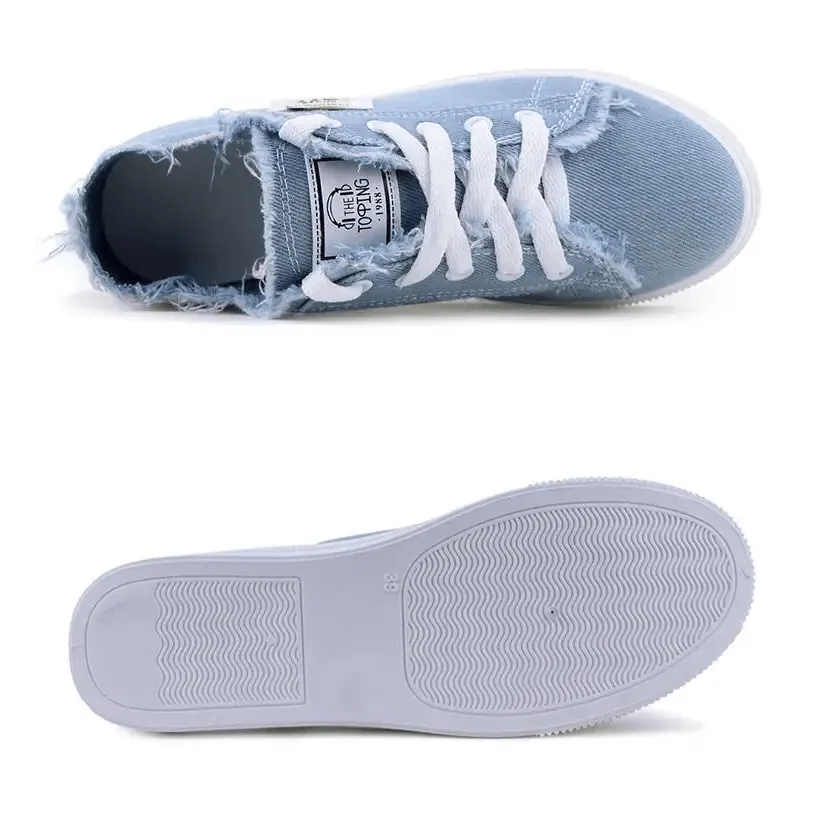 Women's Blue Canvas Sneakers Breathable Classic Summer Denim Stylish Fashion Women Sneakers
