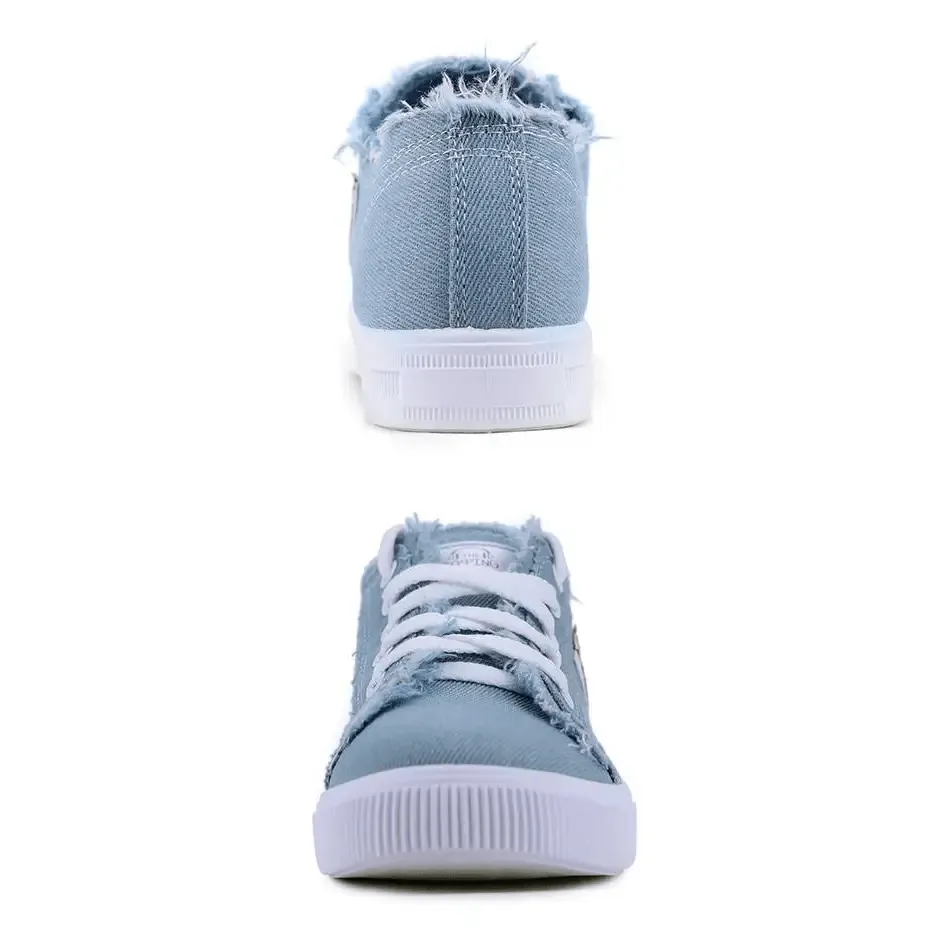 Women's Blue Canvas Sneakers Breathable Classic Summer Denim Stylish Fashion Women Sneakers