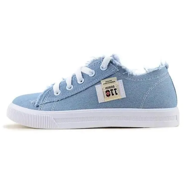 Women's Blue Canvas Sneakers Breathable Classic Summer Denim Stylish Fashion Women Sneakers