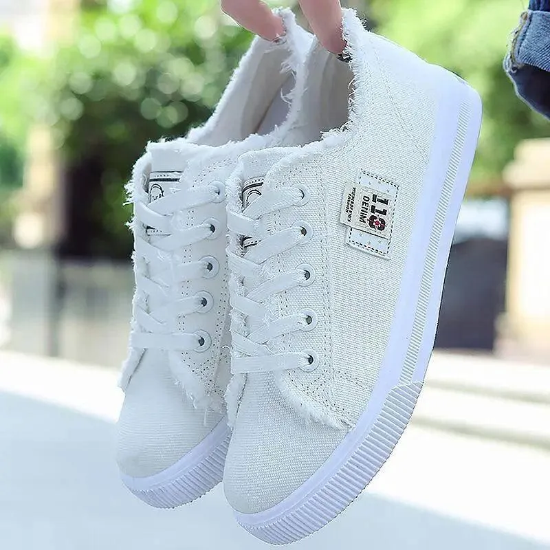 Women's Blue Canvas Sneakers Breathable Classic Summer Denim Stylish Fashion Women Sneakers