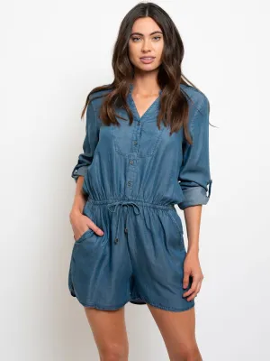 WOMEN'S CHAMBRAY BUTTON UP ROMPER