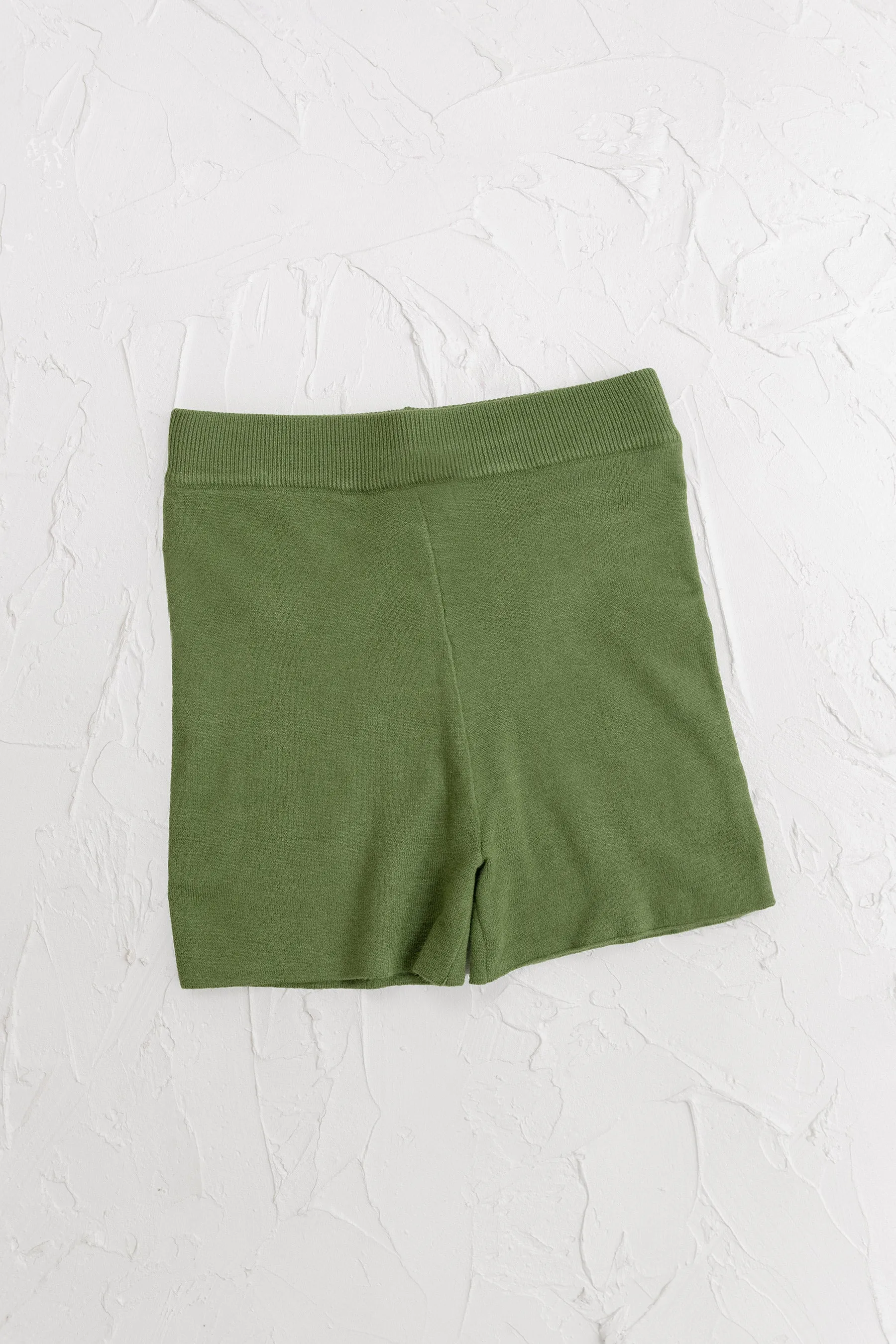 Womens Knit Bike Shorts - Olive