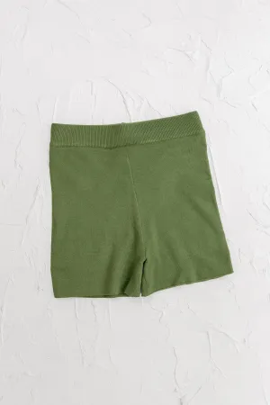 Womens Knit Bike Shorts - Olive