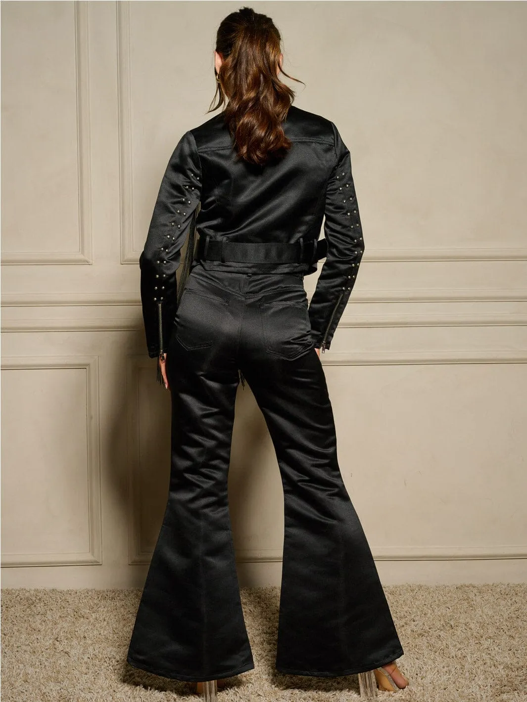 WOMEN'S LONG SLEEVE FRINGE JACKET & BUTTON CLOSURE PANTS 2PC. SET