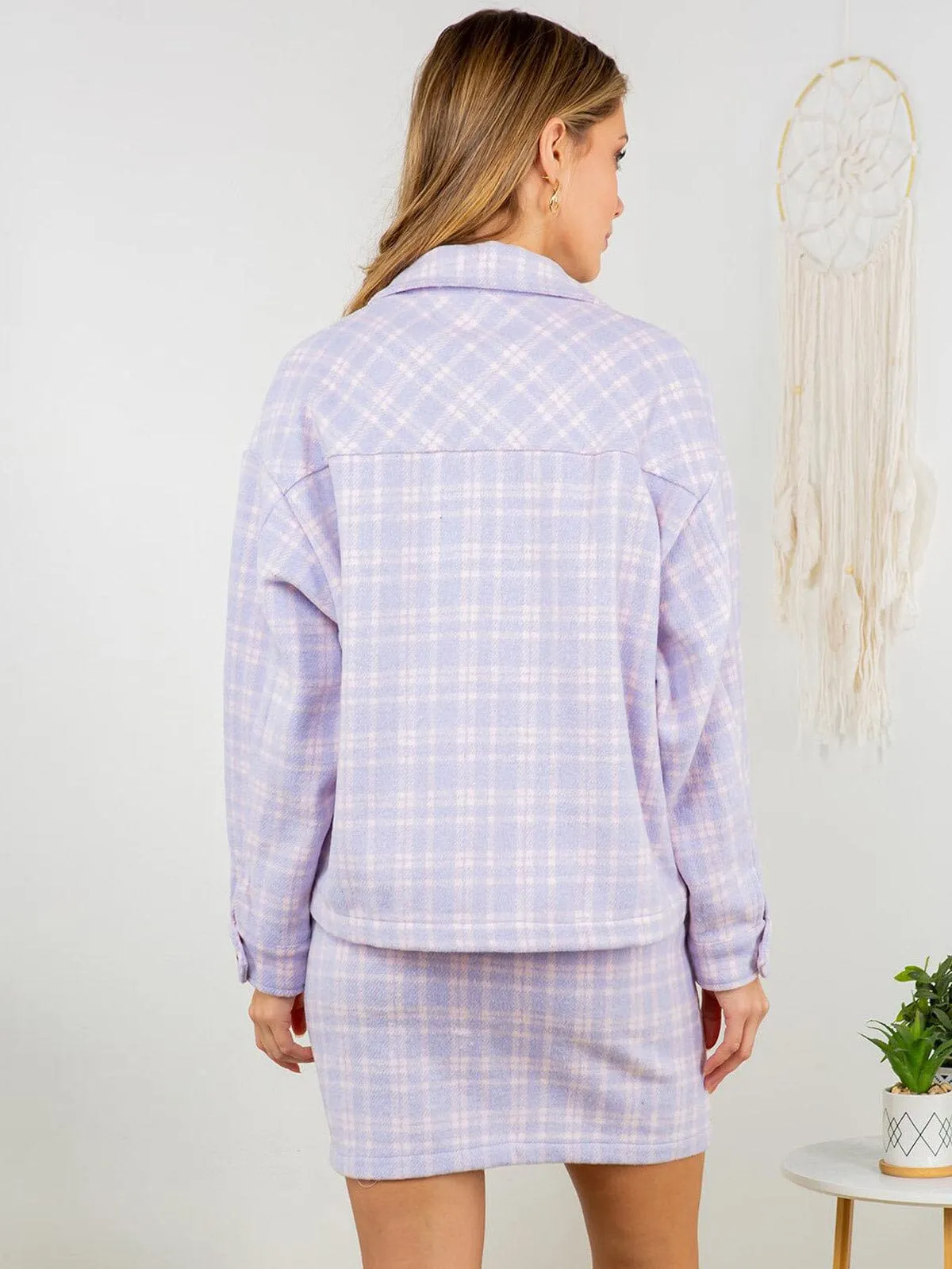 WOMEN'S LONG SLEEVE JACKET & MINI SKIRT 2PC. PLAID SET