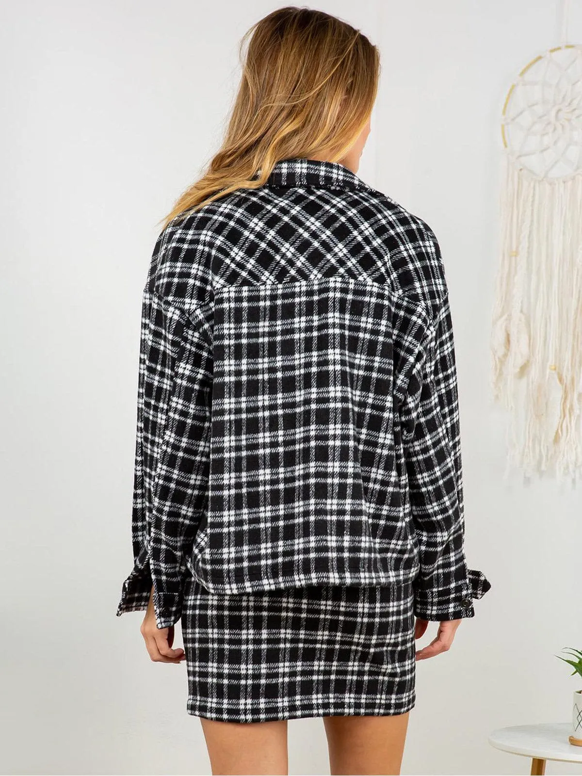 WOMEN'S LONG SLEEVE JACKET & MINI SKIRT 2PC. PLAID SET