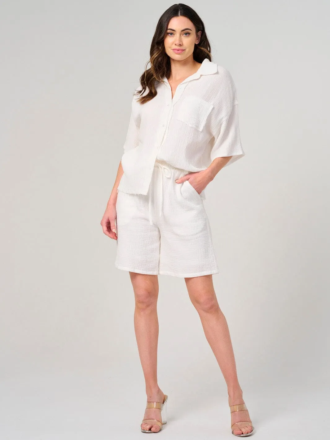 WOMEN'S SHORT SLEEVE TOP & ELASTIC WAIST SHORTS 2PC. SET