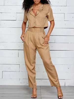 WOMEN'S SHORT SLEEVE TOP & PANTS 2PC SET