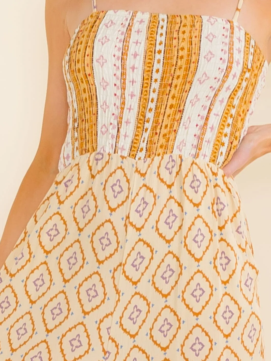 WOMEN'S SLEEVELESS FRONT POCKETS MULTI PRINT WIDE LEG JUMPSUIT