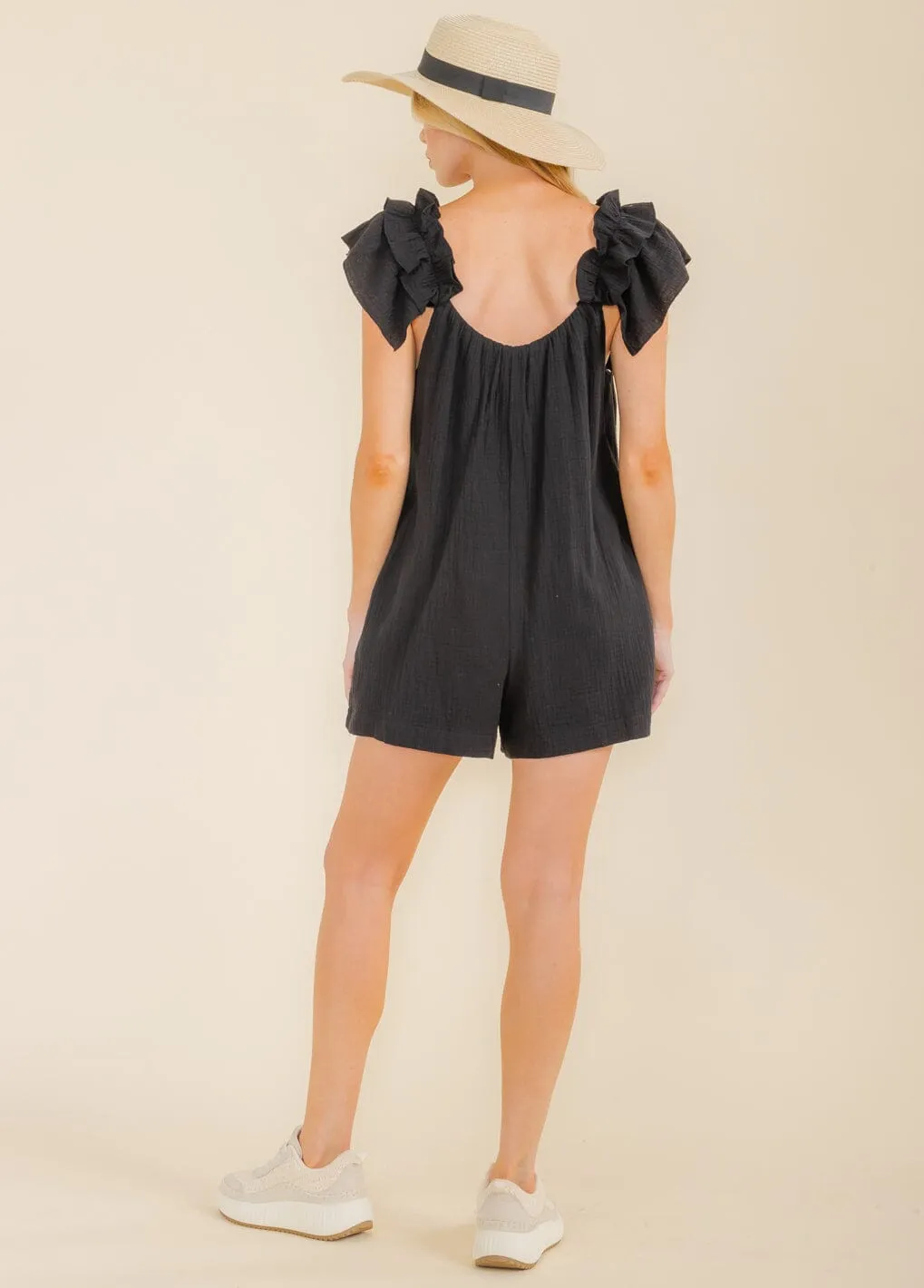 WOMEN'S SLEEVELESS FRONT POCKETS ROMPER