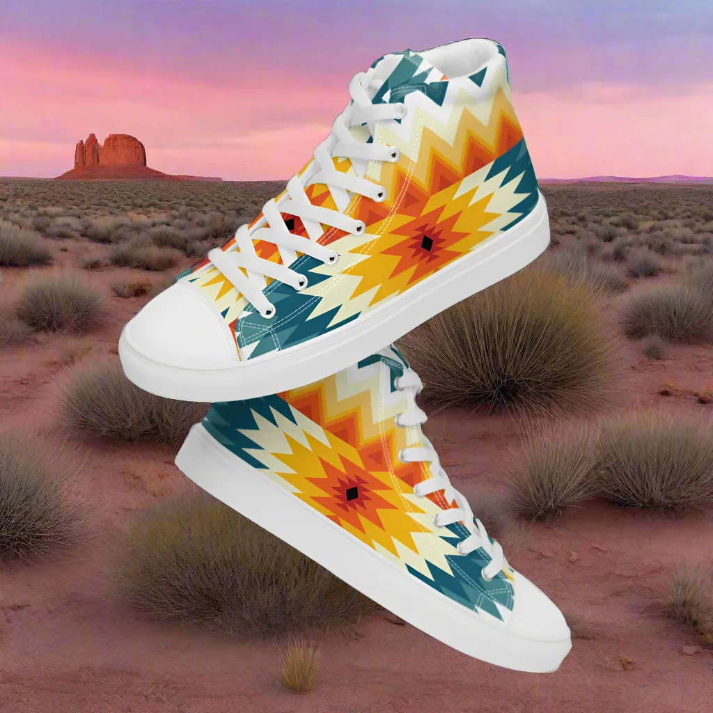 Womens Southwest Pattern High Top Canvas Sneakers Sundance