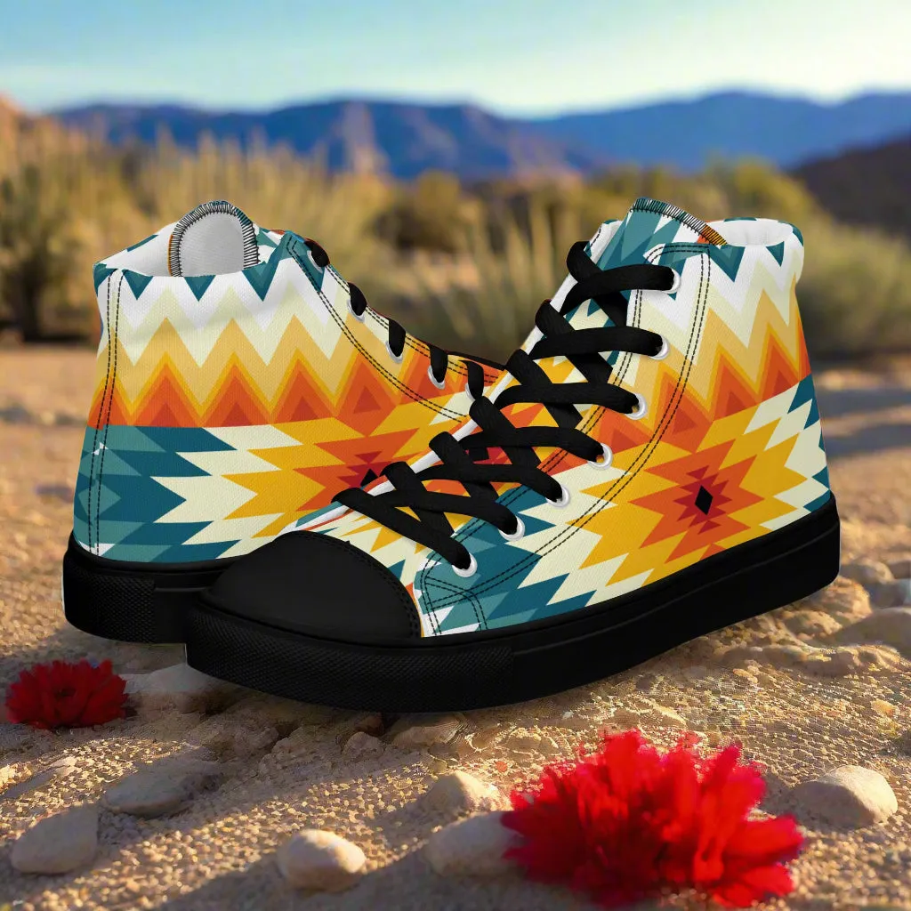 Womens Southwest Pattern High Top Canvas Sneakers Sundance