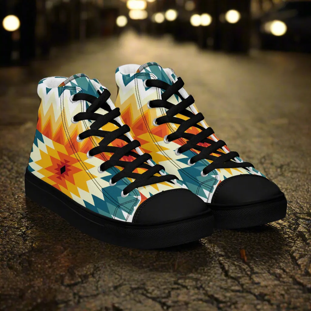 Womens Southwest Pattern High Top Canvas Sneakers Sundance