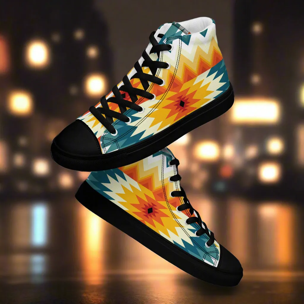 Womens Southwest Pattern High Top Canvas Sneakers Sundance