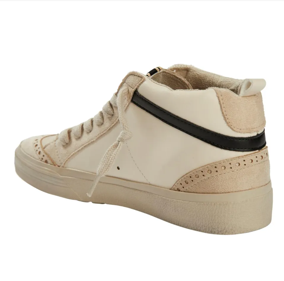 X SHUSHOP Paulina White Mid Top Sneaker