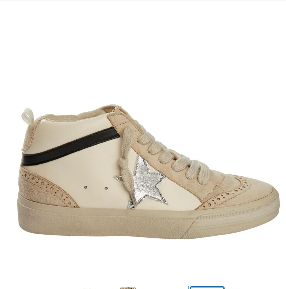 X SHUSHOP Paulina White Mid Top Sneaker