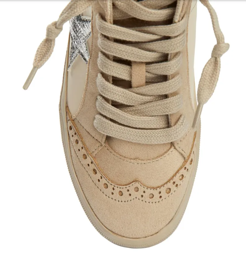X SHUSHOP Paulina White Mid Top Sneaker