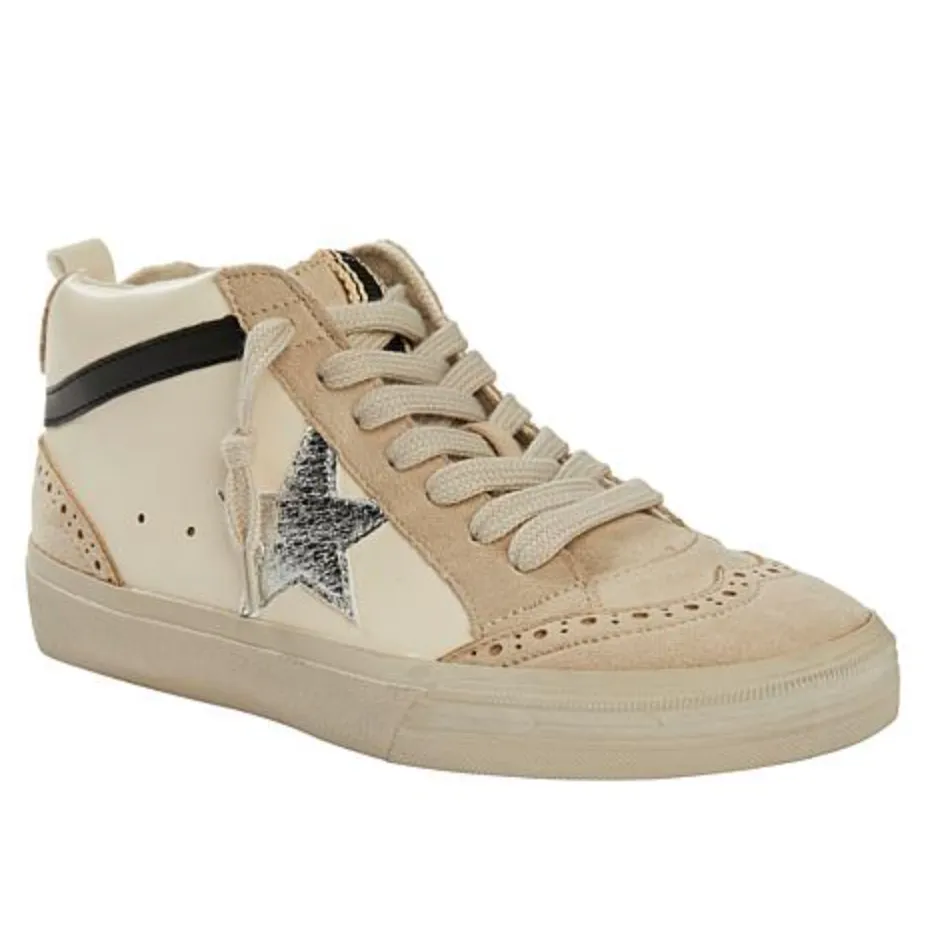 X SHUSHOP Paulina White Mid Top Sneaker