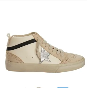 X SHUSHOP Paulina White Mid Top Sneaker